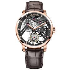 AGELOCER Swiss Brand Tourbillon Skeleton Watch Hot Wrist Brand Luxury Famous Male Clock Waterproof Leather Strap Watch 9004A1